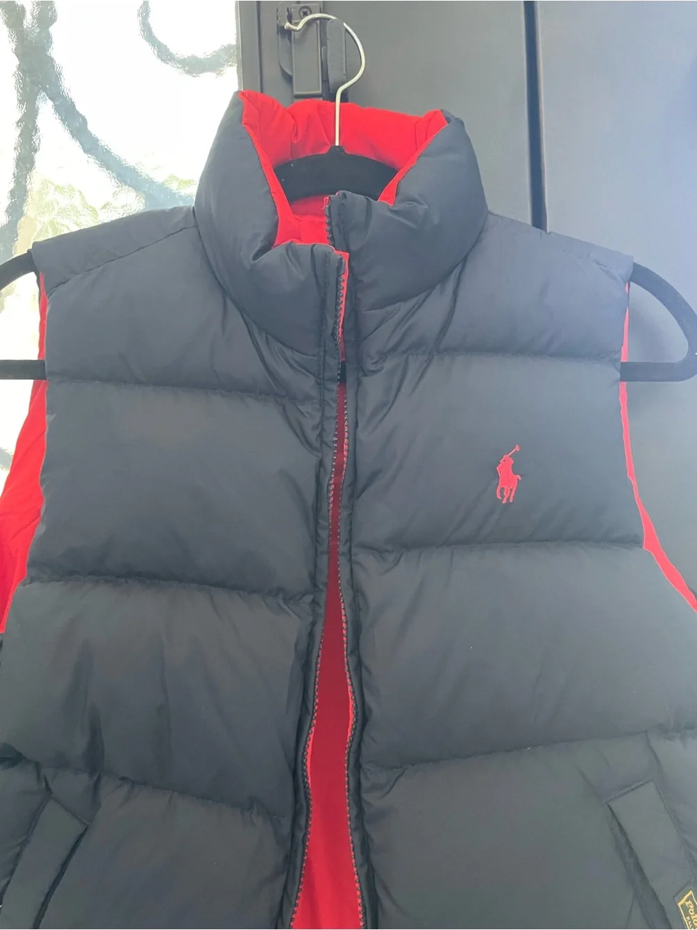 Ralph Lauren Red Puffer Vest with Crest Patch -Reversible. Large size for boys